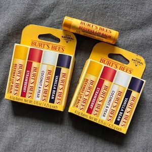 Burt’s Bees Lip Balm Bundle 9 Total Beeswax Strawberry Vanilla NWT